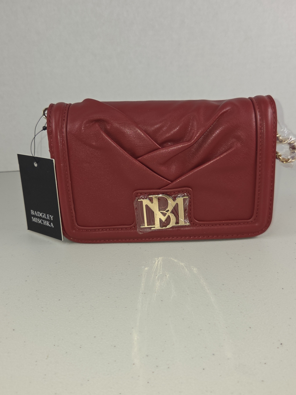 NWT Badgley Mischka Red Quilted Chain Shoulder Bag